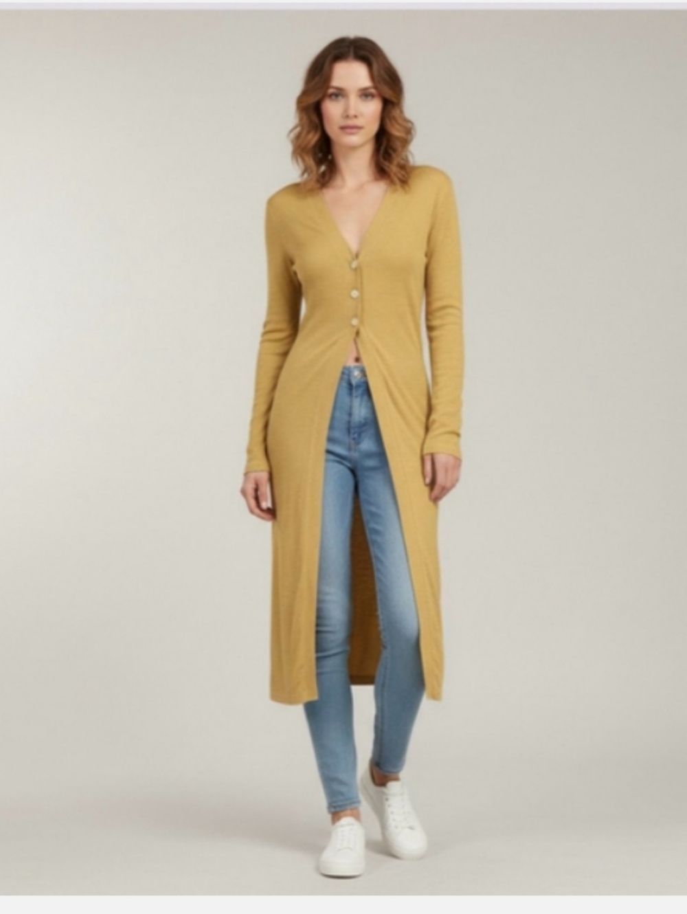 NWT LITA By Ciara REVOLVE Button Front Long Cardigan In Iced Coffee Size Medium